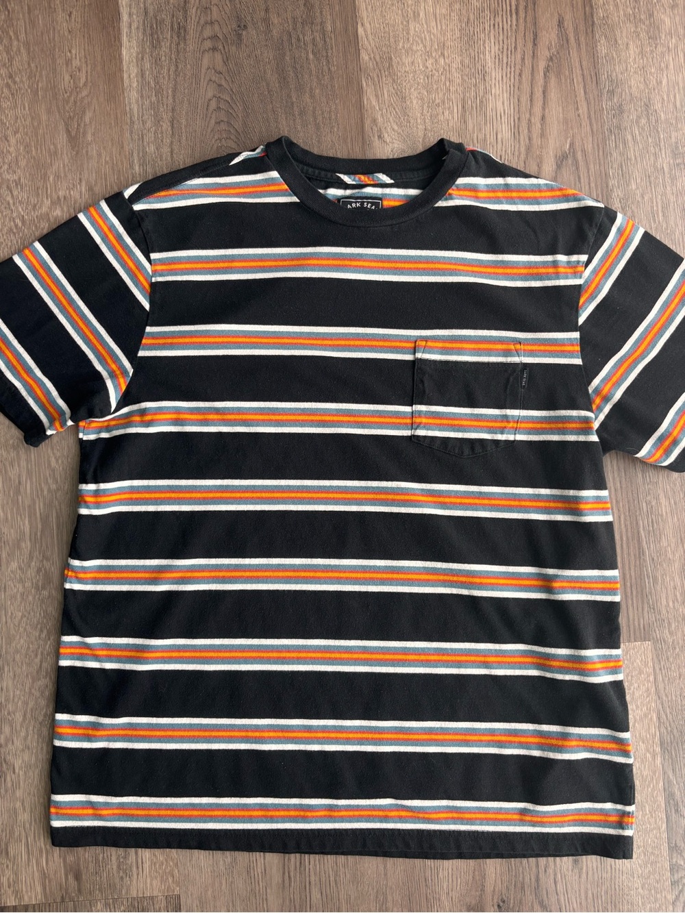 Striped Dark Seas Chest-Pocket Tee Sz.M